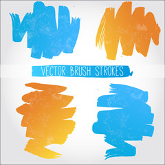 Set of blue and orange vector brush strokes