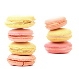 Stacks of macaron cakes.