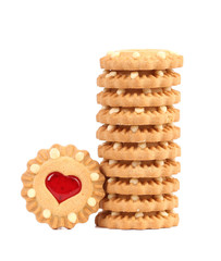 Stack of heart shaped strawberry biscuit