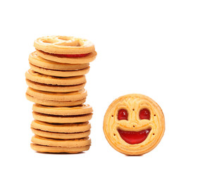 Stack of smile biscuits.