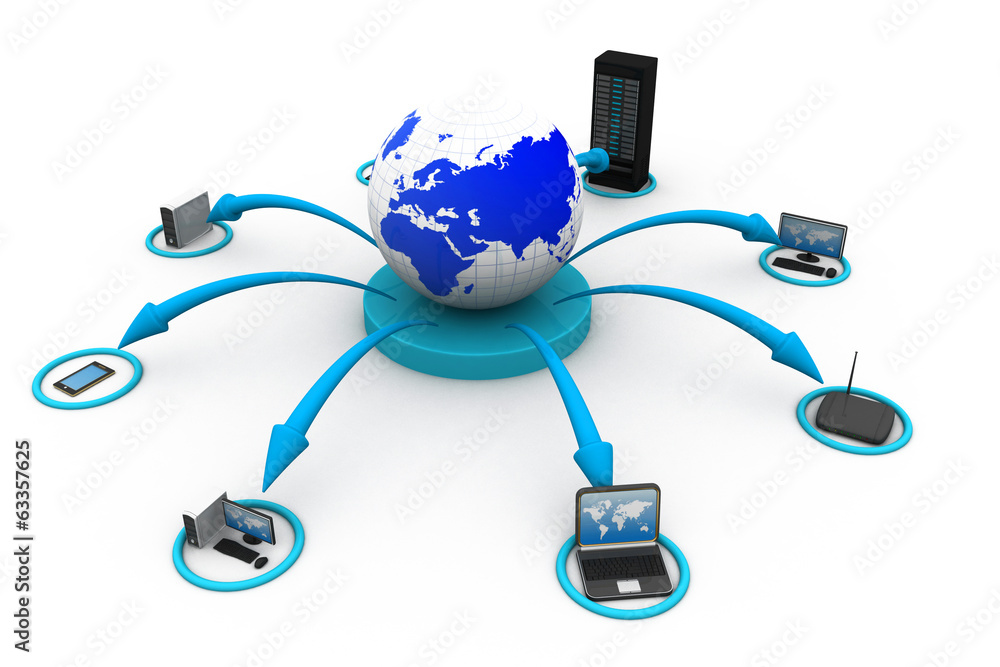 Poster computer network and internet communication concept.