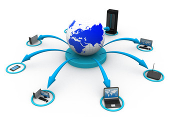 Computer Network and internet communication concept.