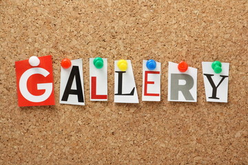 The word Gallery on a cork notice board