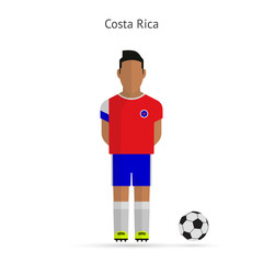 Fototapeta na wymiar National football player. Costa Rica soccer team uniform.