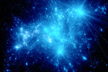 Blue stars in space