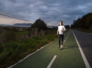 Runner man in the road