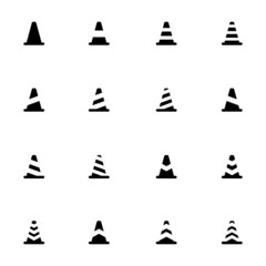 Vector black traffic cone   icons set - 63360421