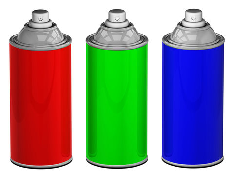 Color spray cans isolated