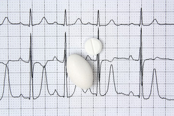 Pills and electrocardiogram background