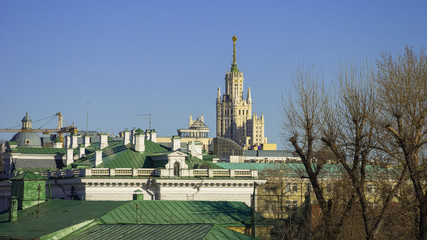 View of roof, chimneys and towers of Moscow