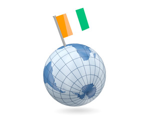 Globe with flag of cote d Ivoire