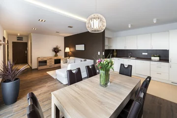 Foto op Plexiglas Luxurious kitchen with living area © Cinematographer