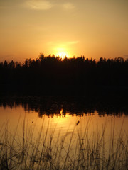 sunset on the lake in Karelia