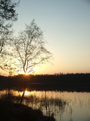 sunset on the lake in Karelia