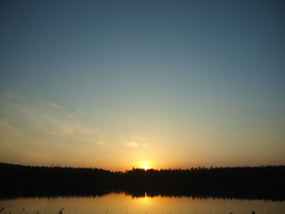 sunset on the lake in Karelia