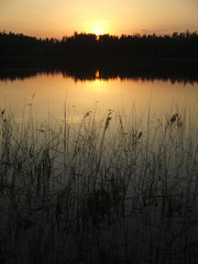 sunset on the lake in Karelia