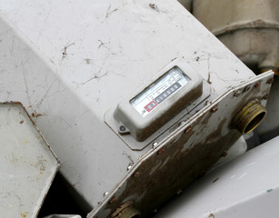 old gas meter of a failed company that doesn't pay the Bills