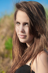 Fototapeta premium portrait of beautiful girl. looks like Angelina Jolie