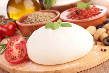 raw dough and ingredients