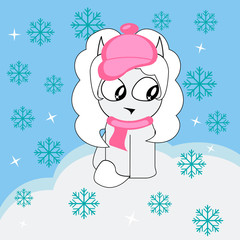 cat on a winter background