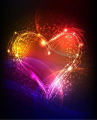 Neon background, collection of symbols,  