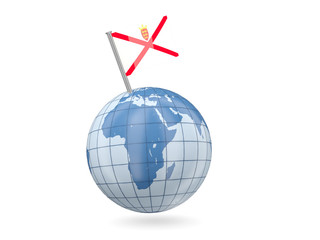 Globe with flag of jersey