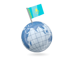 Globe with flag of kazakhstan