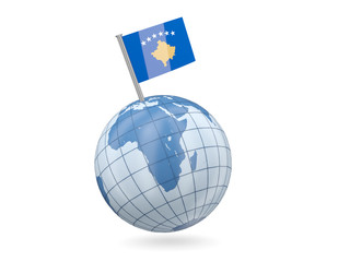 Globe with flag of kosovo