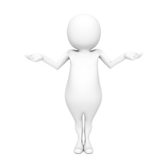 3d man standing and having no idea on white background