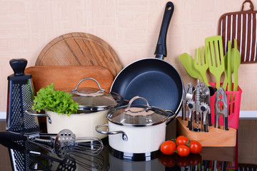 Kitchen tools on table in kitchen
