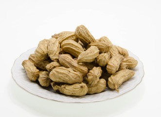 Peanuts on white ground