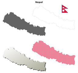 Blank detailed contour maps of Nepal