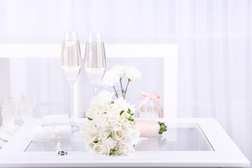 Beautiful wedding still life with  bouquet