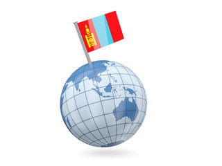 Globe with flag of mongolia