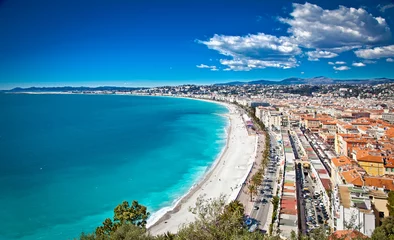 Photo sur Plexiglas Nice Vue panoramique sur la côte et la plage de Nice, France.