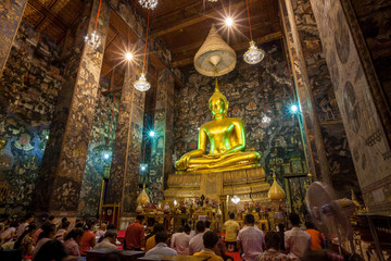 Fototapeta premium Golden Buddha statue Sutat Temple , Thailand