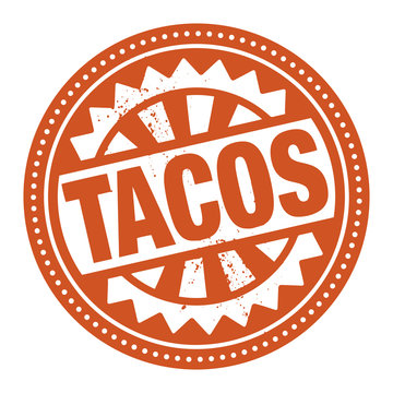 Abstract stamp or label with the text Tacos written inside