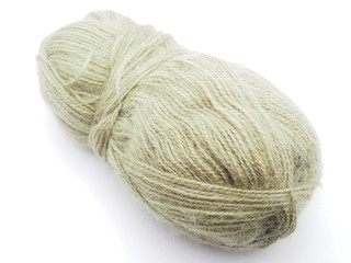 tangle with woolen threads on a white background