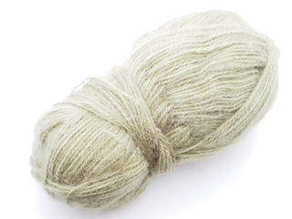 tangle with woolen threads on a white background