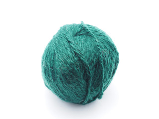 tangle with woolen threads on a white background
