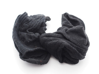 crumpled socks on white background