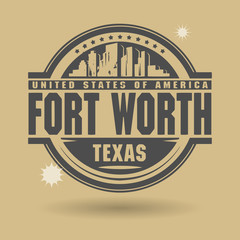 Stamp or label with text Fort Worth, Texas inside, vector