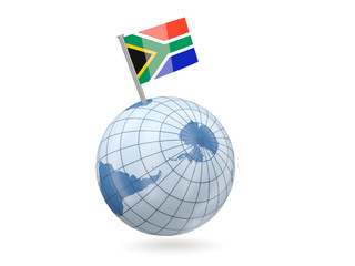 Globe with flag of south africa