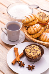 breakfast. coffee and fresh pastries