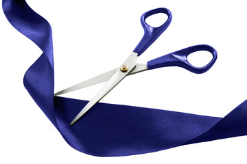 Cut blue ribbon