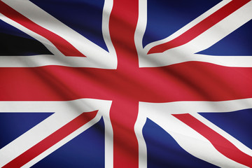 Series of ruffled flags. United Kingdom of Great Britain