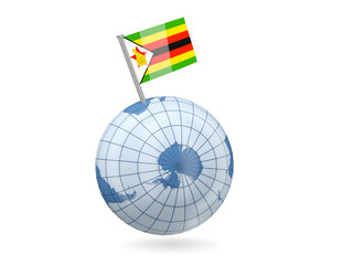Obraz premium Globe with flag of zimbabwe