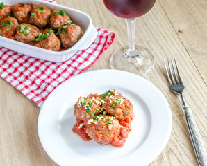 Meatballs with tomato sauce and parmesan