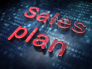 Advertising concept: Red Sales Plan on digital background