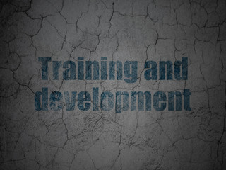 Education concept: Training and Development on grunge wall